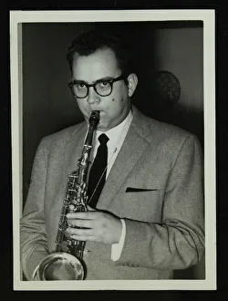 Portrait of American saxophonist Lennie Niehaus, 1950s. Artist: Denis Williams
