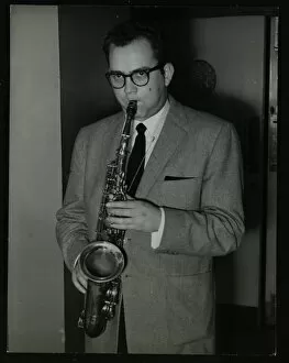 Alto Saxophone Gallery: Portrait of American saxophonist Lennie Niehaus, 1950s. Artist: Denis Williams