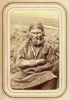 Posture Collection: Portrait of Amund Persson (Menlös) Hunsi, 64 years old, Tuorpon Sami village, 1868