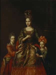 Portrait of Anastasiya Yakovlevna Naryshkina with children Alexandra Kirillovna und Tatyana Kirillovna, Early 18th cen Artist: Anonymous