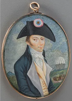 Gouache On Horn Prints: Portrait of Andre-Jacques Garnerin (1769-1823), Late 18th cent