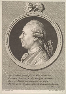 Charles Nicolas Collection: Portrait of AndreDanican Philidor, 1772. Creator: Augustin de Saint-Aubin