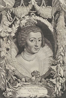 Engraving And Etching Gallery: Portrait of Anne of Austria, Queen of France, ca. 1650. Creators: Jacob Louys, Pieter Soutman