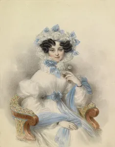 Private Collectionromanticism Prints: Portrait of Archduchess Henriette of Austria (1797-1829) in white dress with blue bows