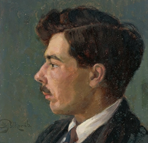 Polkorab Stefan Prints: Portrait of the artist J. Korezska, 1920-1921. Creator: Stefan Polkorab