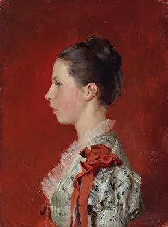 Artists Sister Prints: Portrait of the Artist's Sister Annie Edelfelt, 1883. Creator: Albert Edelfelt