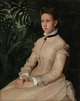 Houseplant Prints: Portrait of the Artist's Sister Ellen Edelfelt, 1876. Creator: Albert Edelfelt