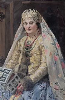 Boyarynya Collection: Portrait of the Artists Wife, 1917. Artist: Kulikov, Ivan Semyonovich (1875-1941)