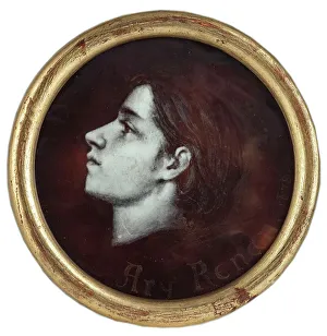 Enamel Metal Technique Prints: Portrait of Ary Renan, 1879. Creator: Unknown
