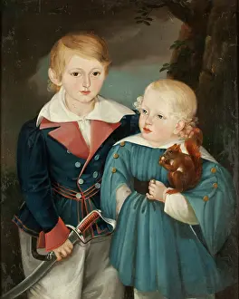 Double Portrait Prints: Portrait of August and Jan Sachark, c1835. Creator: Franciszek Charugiewicz