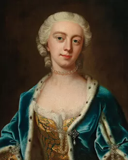 Pearl Necklace Collection: Portrait of Augusta of Saxe-Gotha (1719-1772), Princess of Wales, Mid of the 18th cen