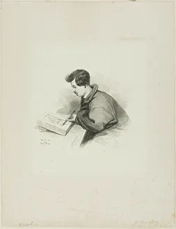 At Work Prints: Portrait of Auguste Raffet, 1839. Creator: Auguste Bry