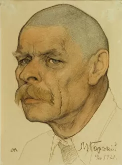 Russian Novelists Gallery: Portrait of the author Maxim Gorky (1868-1939), 1921. Artist: Andreev