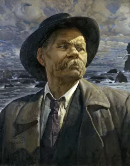 Russian Novelists Gallery: Portrait of the author Maxim Gorky (1868-1939), 1936. Artist: Brodsky, Isaak Izrailevich (1884-1939)