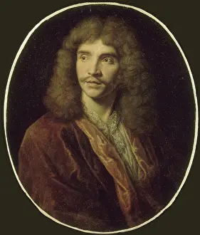 Fine Prints: Portrait of the author Moliere (1622-1673). Creator: Mignard, Nicolas (1606-1668)