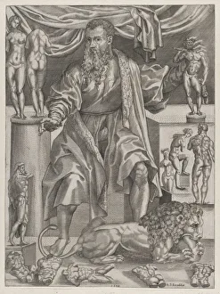 Portrait of Baccio Bandinelli with Lion, 1548. 1548. Creator: Anon
