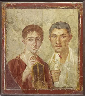 Portrait of the baker Terentius Neo and his wife. Artist: Roman-Pompeian wall painting Portrait of the baker Terentius Neo and his wife. Artist: Roman-Pompeian wall painting