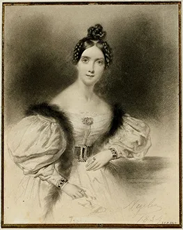 Mixed Media Prints: Portrait of Ballet dancer Carlotta Grisi (1819-1899)