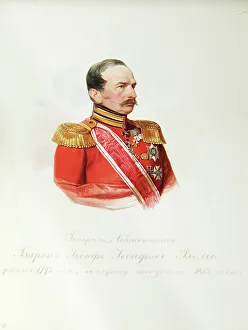 Portrait of Baron Iosif Iosifovich von Velio (1795-1867) (From the Album of the Imperial Horse Guards), 1846-1849. Artist: Hau (Gau), Vladimir Ivanovich (1816-1895)