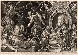 Gillis Sadeler Ii Prints: Portrait of Bartolomaeus Spranger with an Allegory of the Death of His Wife