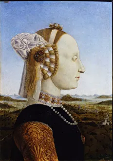 Elegant Prints: Portrait of Battista Sforza (From the Paired portraits of Federico da Montefeltro and his wife)
