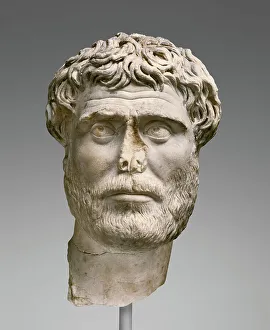 Antonine Period Prints: Portrait of a Bearded Man, A.D. 200-220. Creator: Unknown