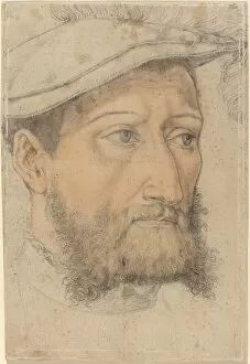 Worried Collection: Portrait of a Bearded Man with a Beret, c. 1540. Creator: Heinrich Aldegrever