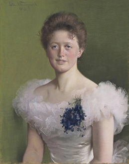Pastel On Canvas Prints: Portrait of Benedikte Sophie Kaltenborn, 1898. Creator: Asta Norregaard