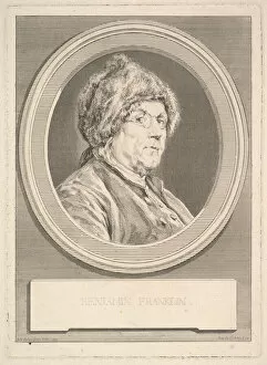 Charles Nicolas Cochin Fils Gallery: Portrait of Benjamin Franklin, 1777. Creator: Augustin de Saint-Aubin