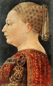 Bembo Gallery: Portrait of Bianca Maria Sforza (1425-1468), ca 1460
