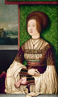 Portrait of Bianca Maria Sforza (1472-1510), the second wife of Maximilian I, Holy Roman Emperor, ca Artist: Strigel Portrait of Bianca Maria Sforza (1472-1510), the second wife of Maximilian I, Holy Roman Emperor, ca Artist: Strigel