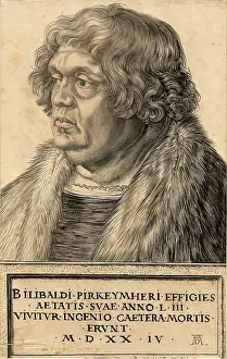 Durer Prints: Portrait of Bilibald Pirkeymheir, 1524. Creator: Albrecht Durer