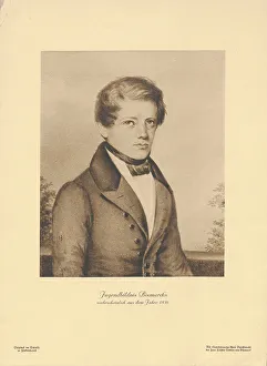 Bismarck Prints: Portrait of Bismarck as a youth, probably from 1836, 1890. Creator: Anonymous