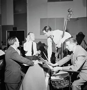 Portrait of Bob Haggart, Morey Feld, and Mack Shopnick, New York, N.Y.(?), ca. July 1947. Creator: William Paul Gottlieb