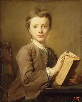 Jean Baptiste Prints: Portrait of a Boy with a Book, 1740. Creator: Jean-Baptiste Perronneau