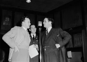Portrait of Will Bradley, Mart Garvey, and William P. Gottlieb, NBC/WRC show, Washington, c1940. Creator: Delia Potofsky Gottlieb