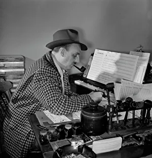 Jacob Roger Fleagle Prints: Portrait of Brick Fleagle in his home, New York, N.Y. 1946. Creator: William Paul Gottlieb