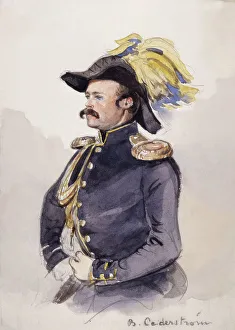 Fritz Ludvig Von Dardel Prints: Portrait of Bror Cederström in uniform. (c1850s). Creator: Fritz von Dardel