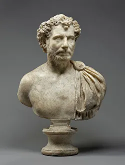 Antonine Period Prints: Portrait Bust of a Man, A.D. 140-160. Creator: Unknown