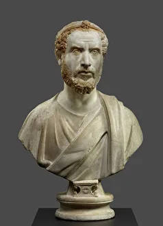 Star Pattern Prints: Portrait Bust of Man, Perhaps a Priest of Serapis, A.D. 180-220. Creator: Unknown