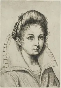 Portrait Bust of a Woman with a Large Collar, from Perfect School to Learn How... n.d. Creator: Luca Ciamberlano