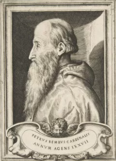 Cardinal Collection: Portrait of Cardinal Pietro Bembo facing left, 1572. Creator: Giulio Bonasone