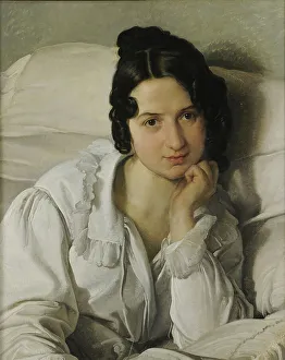 Hayez Prints: Portrait of Carolina Zucchi (The Sick Woman or Carolina in Bed)