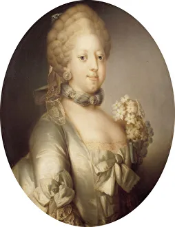 Kongernes Samling Rosenborg Prints: Portrait of Caroline Matilda of Great Britain (1751-1775), Queen of Denmark, ca 1767