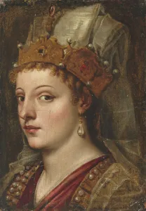 Venetian School Prints: Portrait of Caterina Cornaro (1454-1510). Creator: Titian, (School)
