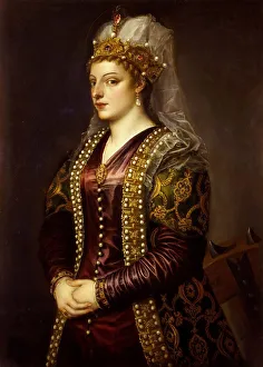 Florence Prints: Portrait of Caterina Cornaro (1454-1510) as Saint Catherine of Alexandria, 1542