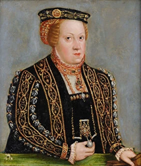 Oil On Tin Plate Gallery: Portrait of Catherine of Austria (1533-1572), Queen of Poland, c. 1565
