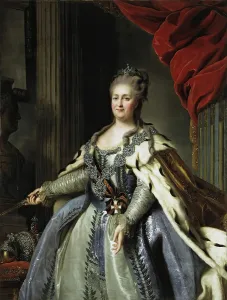 Purple Prints: Portrait of Catherine II, 1785. Creator: Fyodor Rokotov
