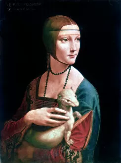 Leonardo De Vinci Gallery: Portrait of Cecilia Gallerani, Lady with an Ermine, c1490. Artist: Leonardo da Vinci