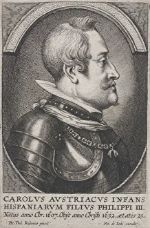 Carlos Prints: Portrait of Charles of Austria, Infante of Spain, in profile to the right, ca. 1650